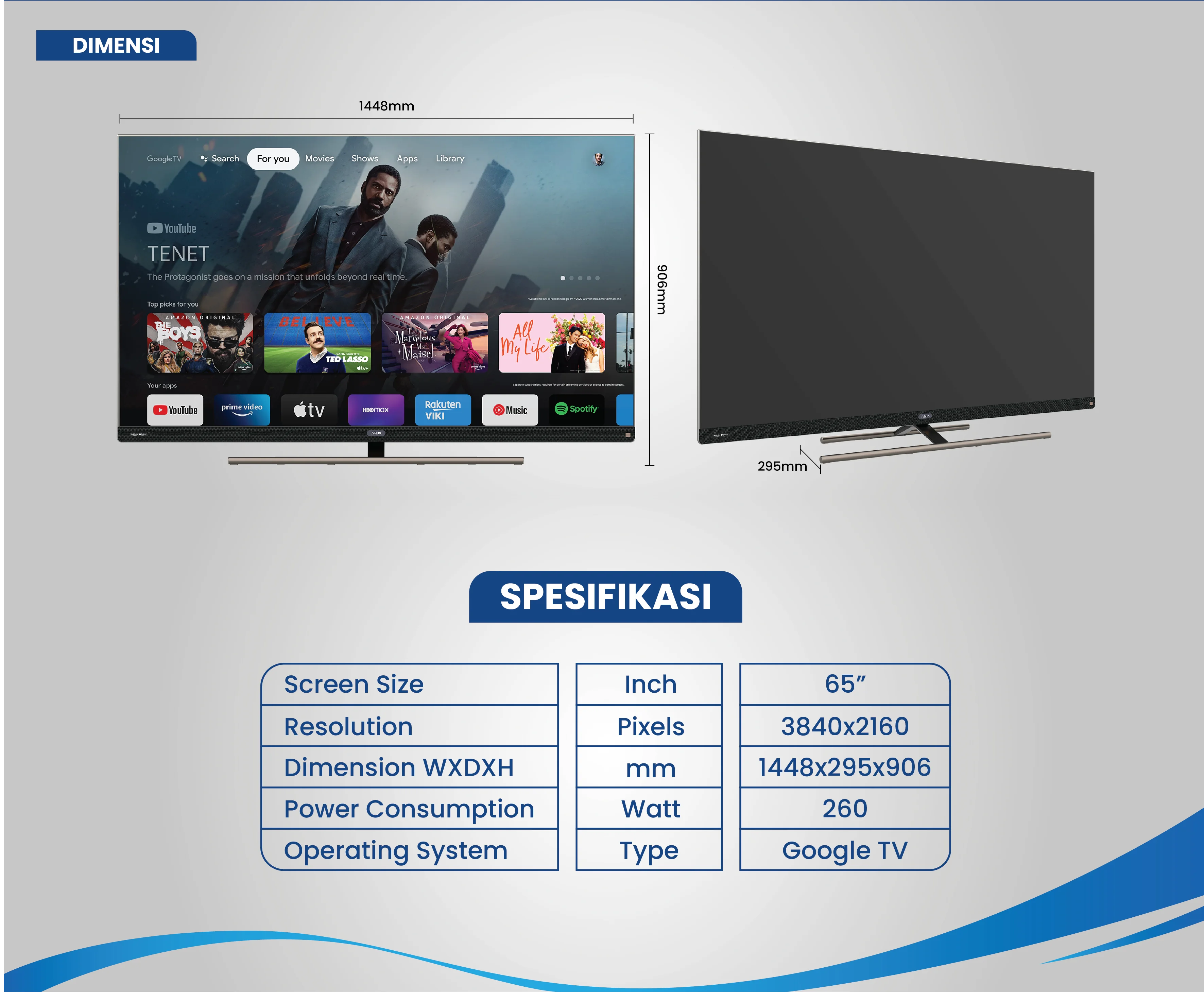 Smart TV AQUA Elektronik AQT65S900UX